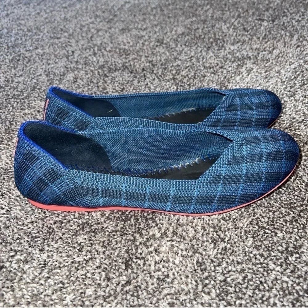 Rothy's RARE Retired The Flat in Indigo Gingham Retired size 8 - Picture 3 of 5